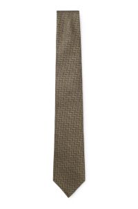 Herringbone jacquard tie in pure Italian silk, Dark Green