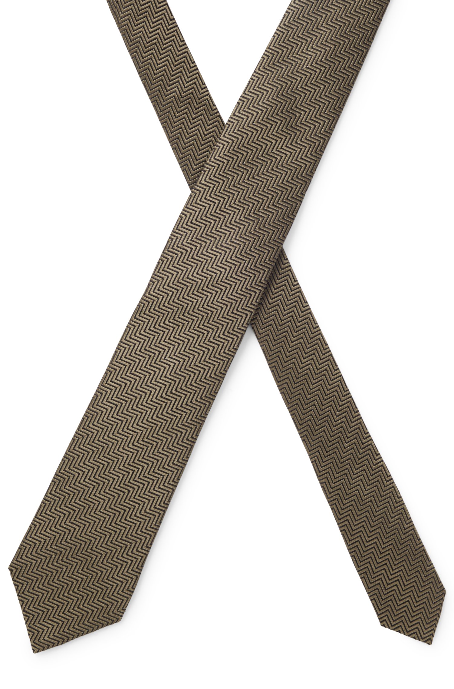Boss Herringbone jacquard tie in pure Italian silk slipsar – bild 3