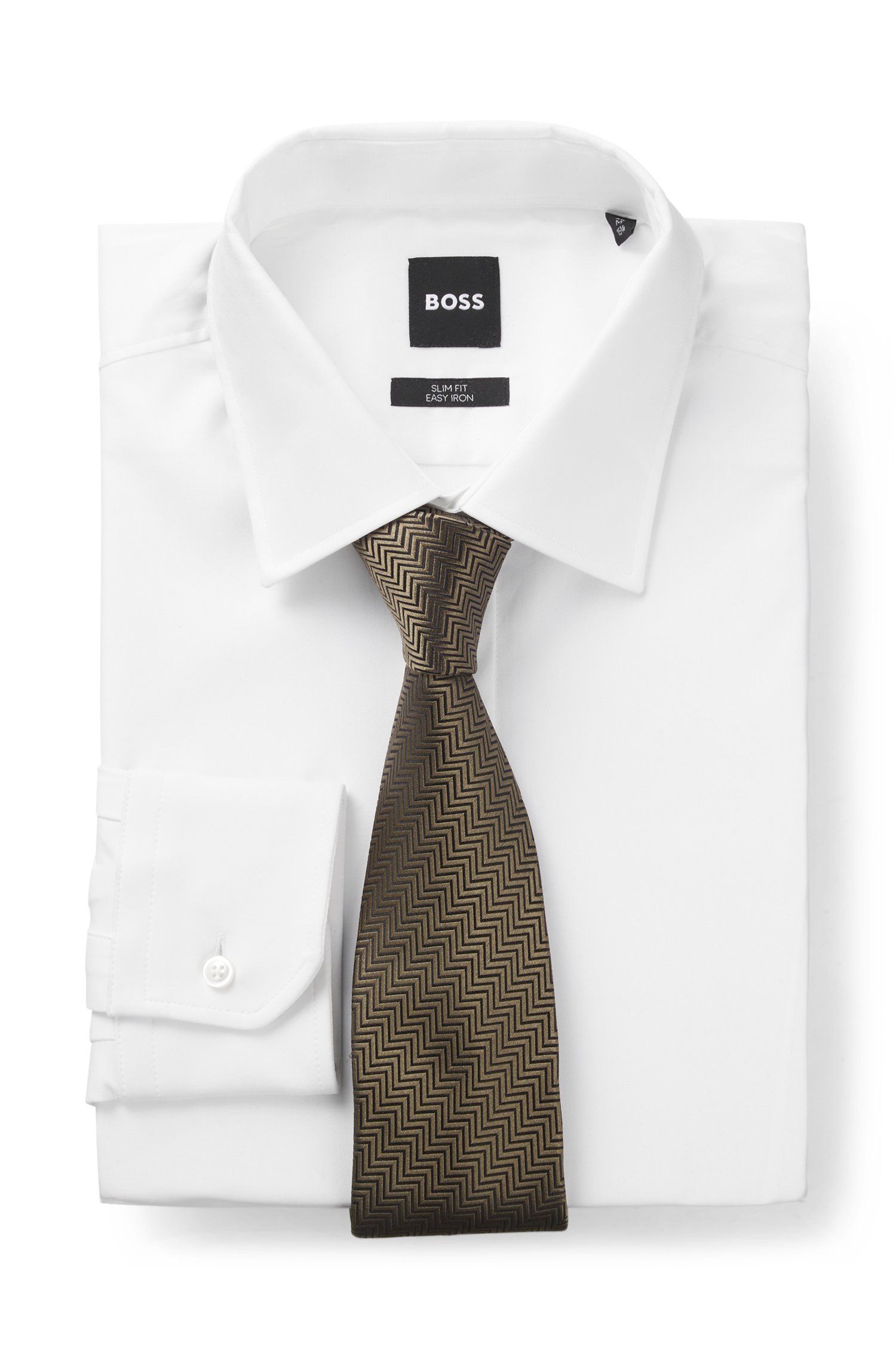 Boss Herringbone jacquard tie in pure Italian silk slipsar – bild 2
