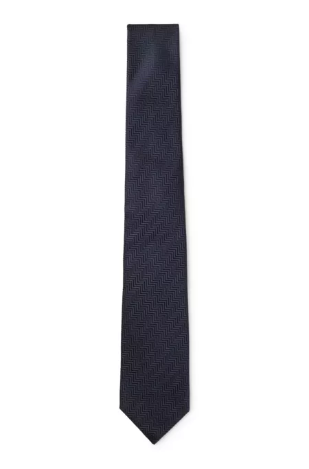 Herringbone jacquard tie in pure Italian silk