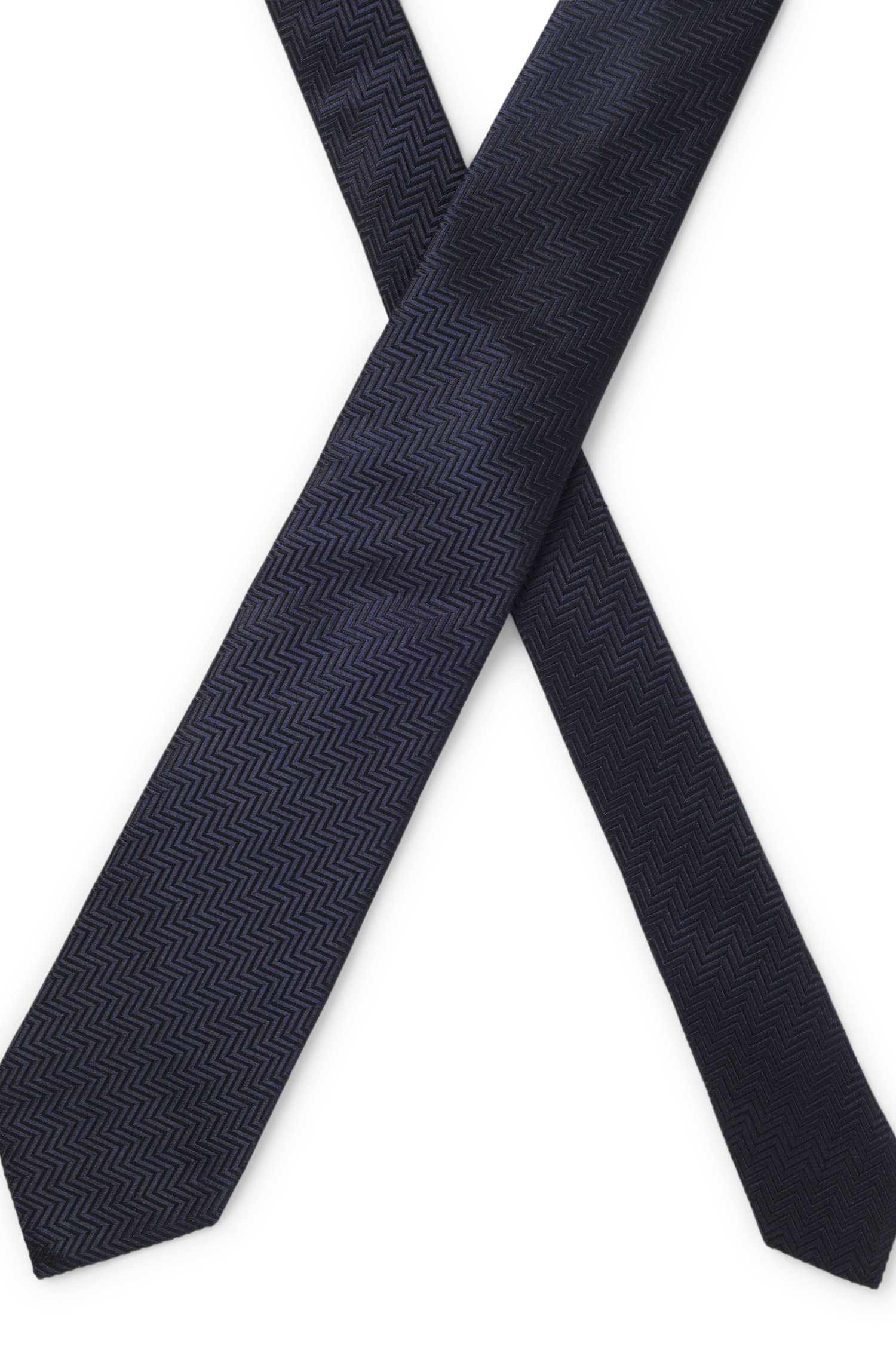 Boss Herringbone jacquard tie in pure Italian silk slipsar – bild 3