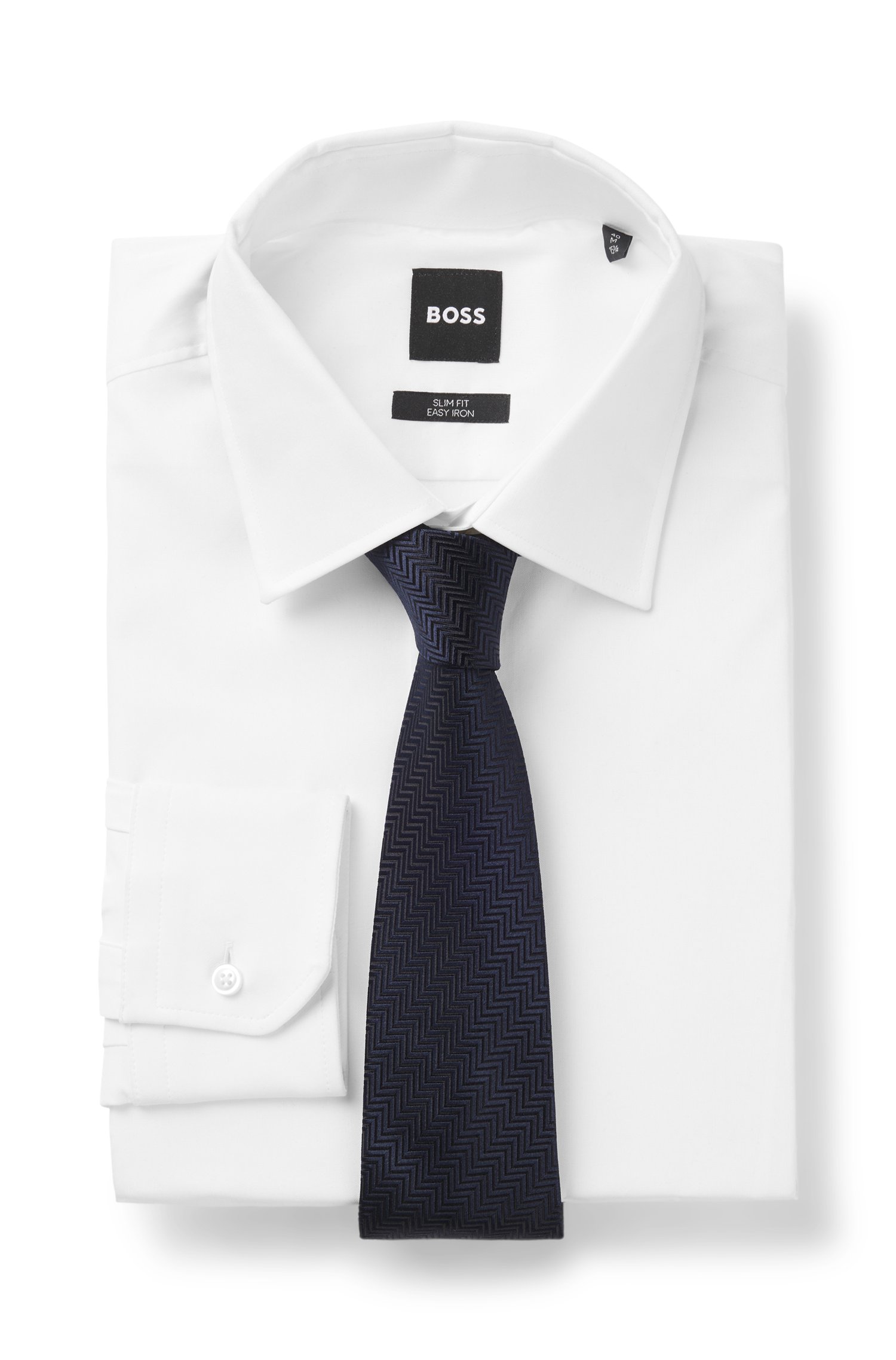 Boss Herringbone jacquard tie in pure Italian silk slipsar – bild 2