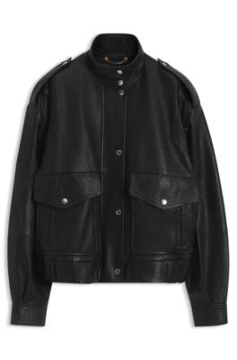 Boss Leather jacket with epaulettes and stand collar skinnjackor dam – bild 4