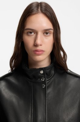 Boss Leather jacket with epaulettes and stand collar skinnjackor dam – bild 3