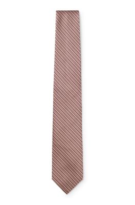 Micro-patterned tie in Italian silk, light pink