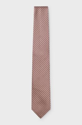 Micro-patterned tie in Italian silk, Light Pink
