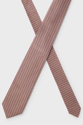 Micro-patterned tie in Italian silk, Light Pink