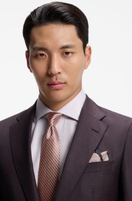 Micro-patterned tie in Italian silk, Light Pink