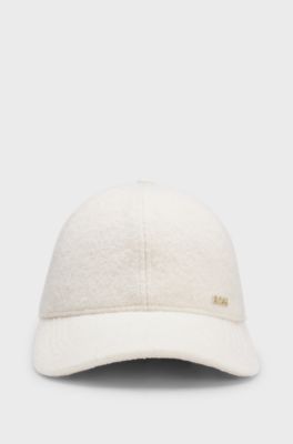 Six-panel cap in a wool-blend boucle, Natural