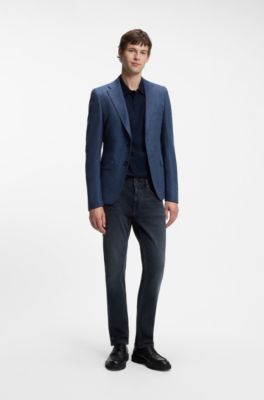 Delaware slim-fit jeans in indigo knit denim, Dark Blue
