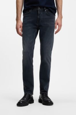 Delaware slim-fit jeans in indigo knit denim, Dark Blue