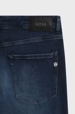 Regular-fit jeans in a stretch cotton blend, Dark Blue