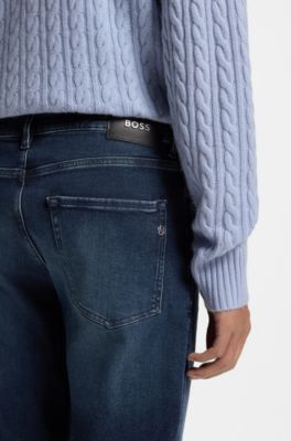 Jeans regular-fit in misto cotone elasticizzato, Blu scuro