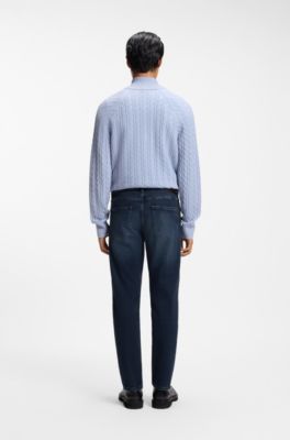 Regular-fit jeans in a stretch cotton blend, Dark Blue