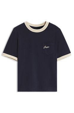 Slim-fit cotton T-shirt with contrast rib details