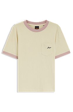 Slim-fit cotton T-shirt with contrast rib details
