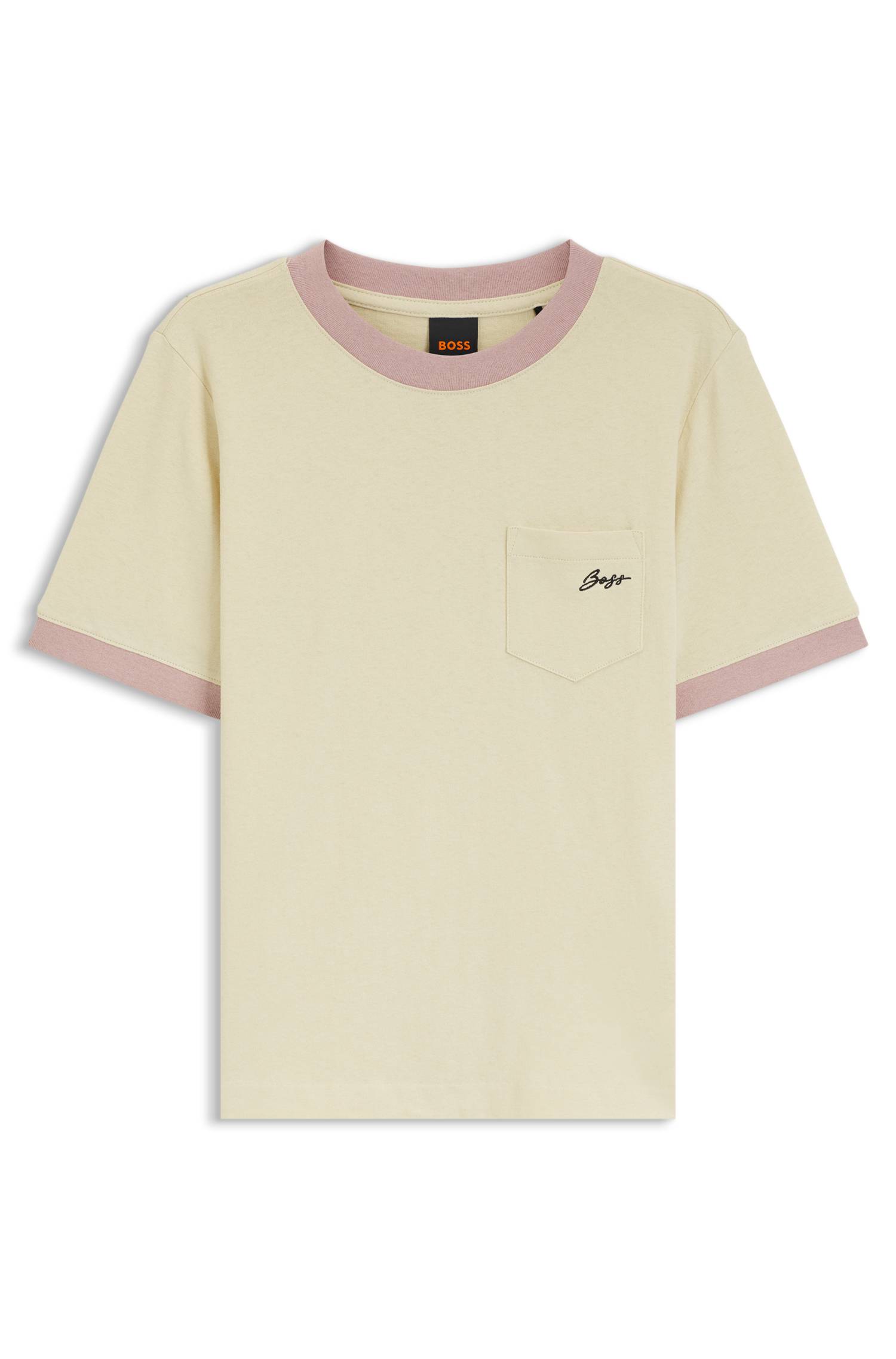 Boss Slim-fit cotton T-shirt with contrast rib details dam – bild 4