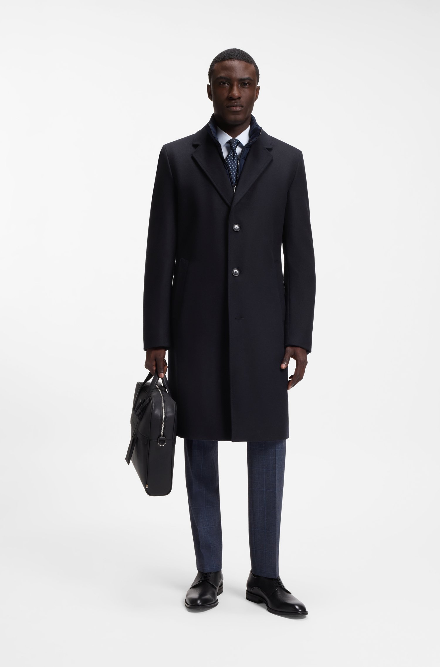 Boss ONE wool-blend coat with zip-up inner jackor herr – bild 2