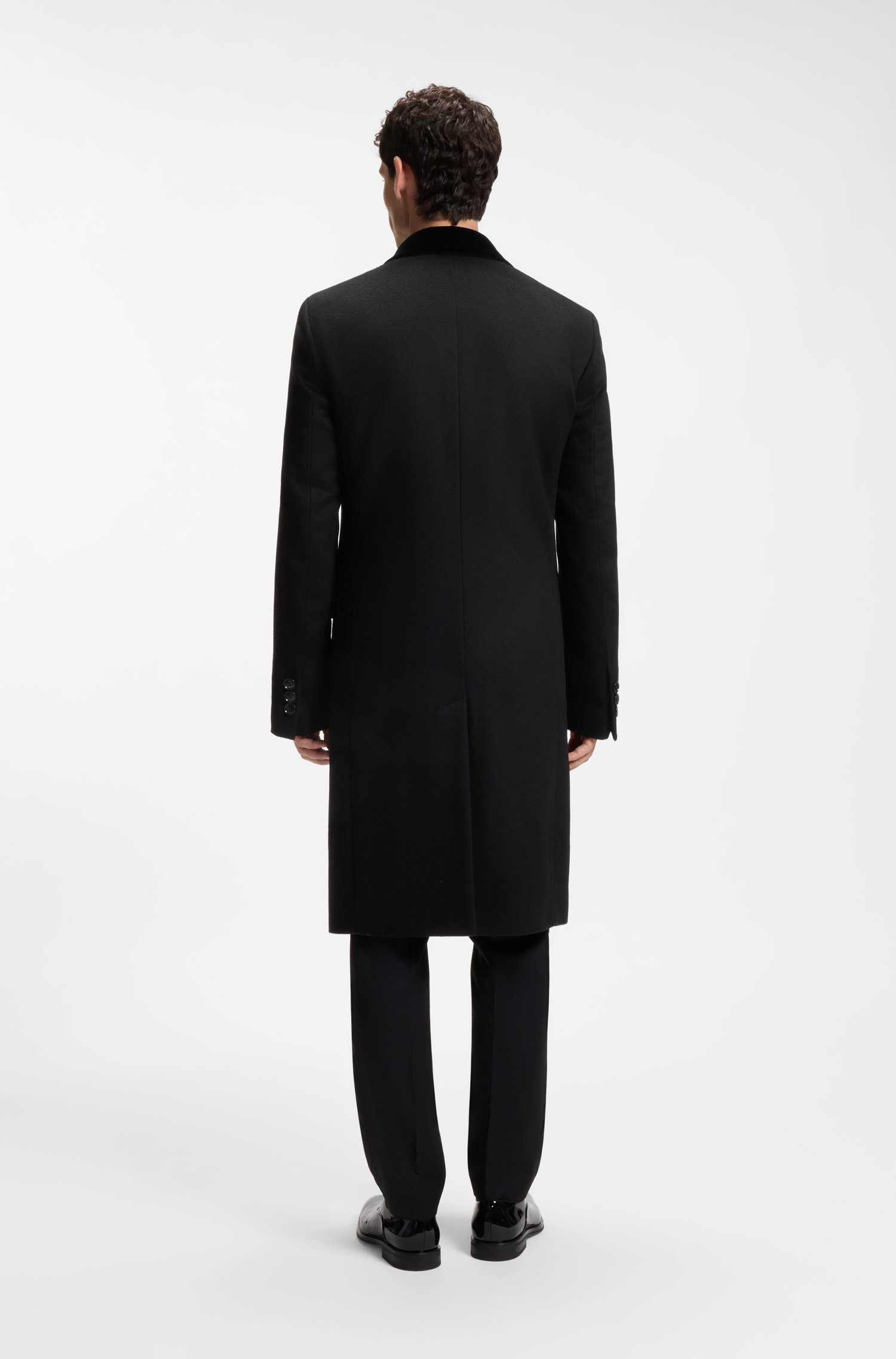 Boss Double-breasted slim-fit coat with velvet collar kappor & rockar herr – bild 2
