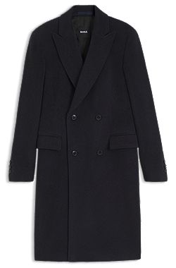 Slim-fit double-breasted coat in an alpaca blend