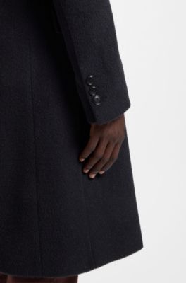 Slim-fit double-breasted coat in an alpaca blend, Dark Blue