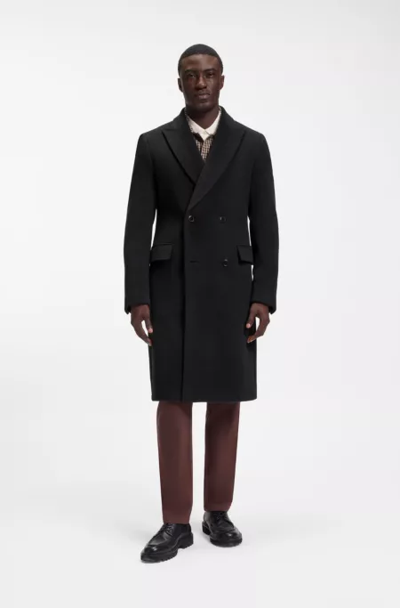 Manteau Slim croisé en alpaga mélangé