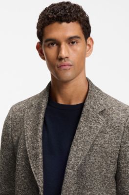 Slim-fit coat in Italian jersey with virgin wool, Brown