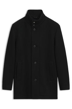 Regular-fit coat in melange Italian jersey