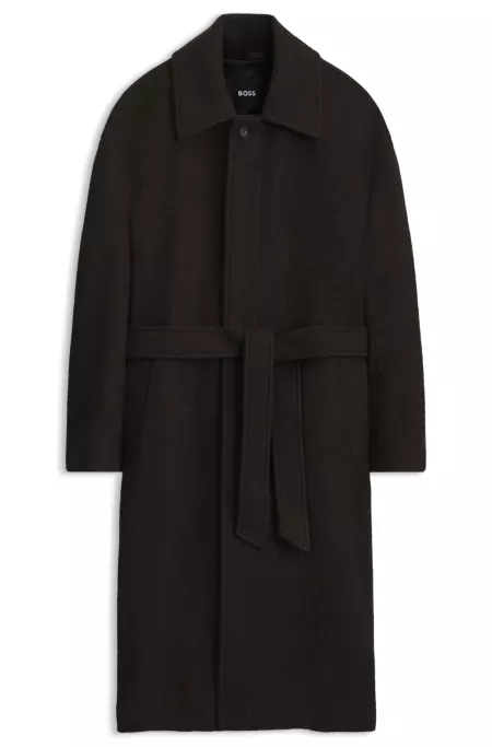 Manteau Relaxed en laine vierge avec patte de boutonnage dissimulée