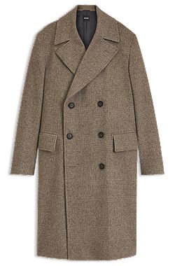 Regular-fit coat in a checked virgin-wool blend