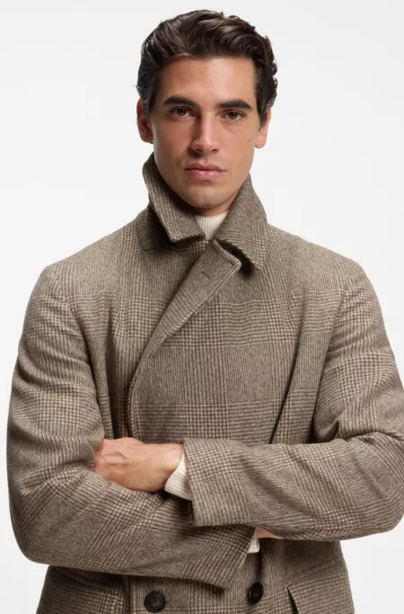 Manteau Regular en laine vierge mélangée à carreaux