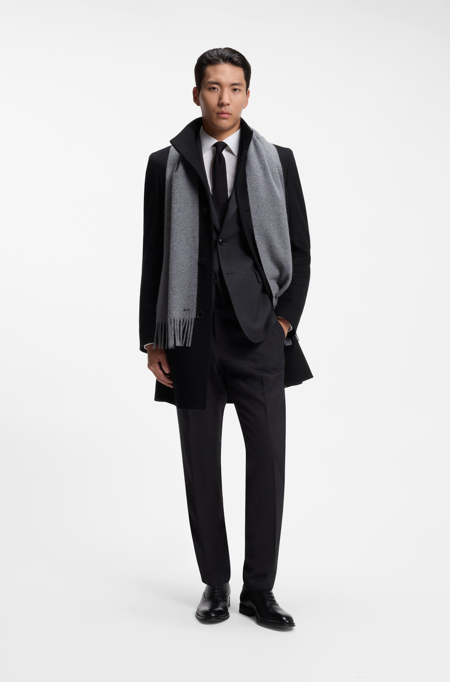 Boss Slim-fit coat in Italian fabric with stand collar kappor & rockar herr – bild 2
