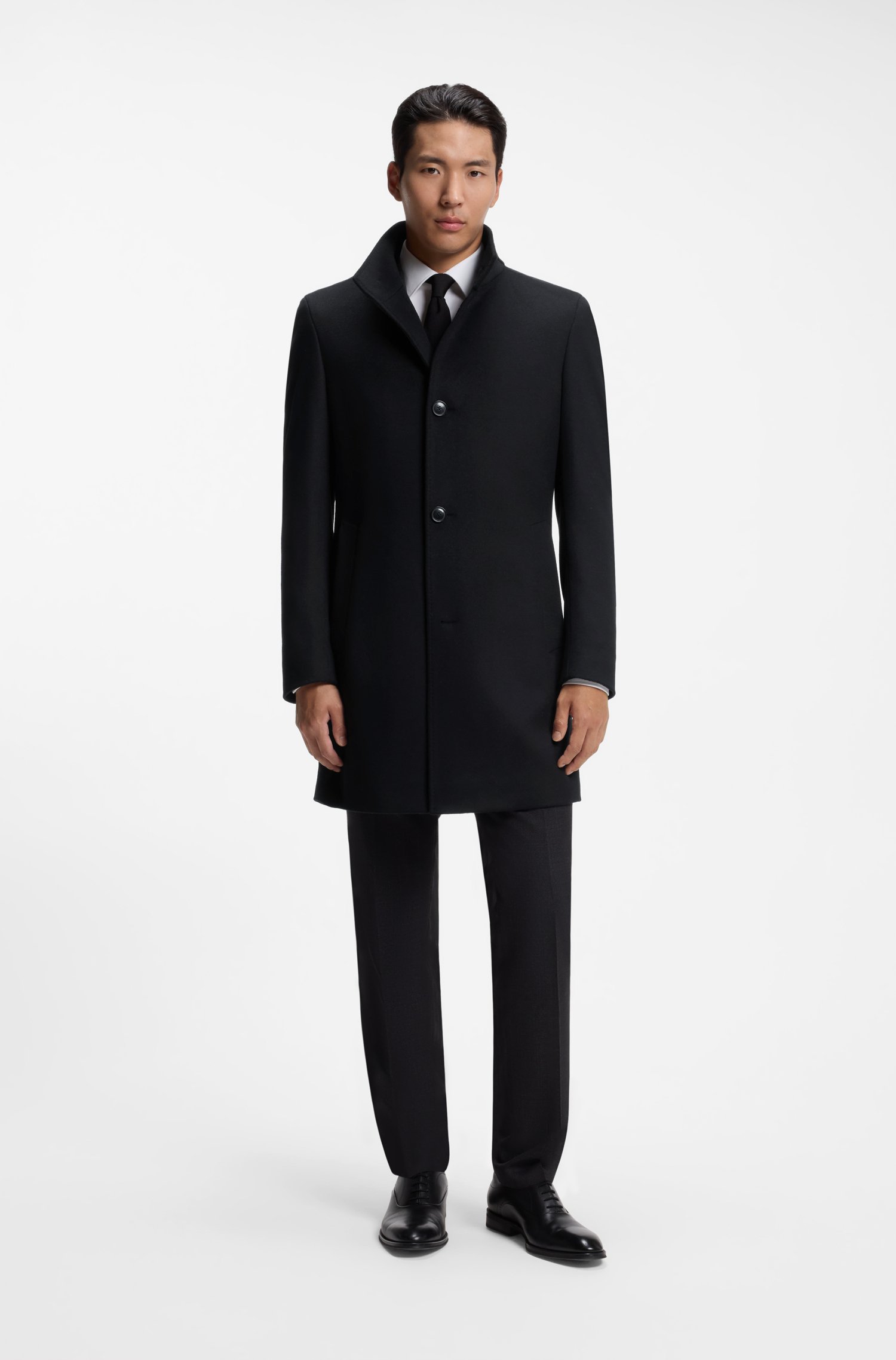 Boss Slim-fit coat in Italian fabric with stand collar kappor & rockar herr