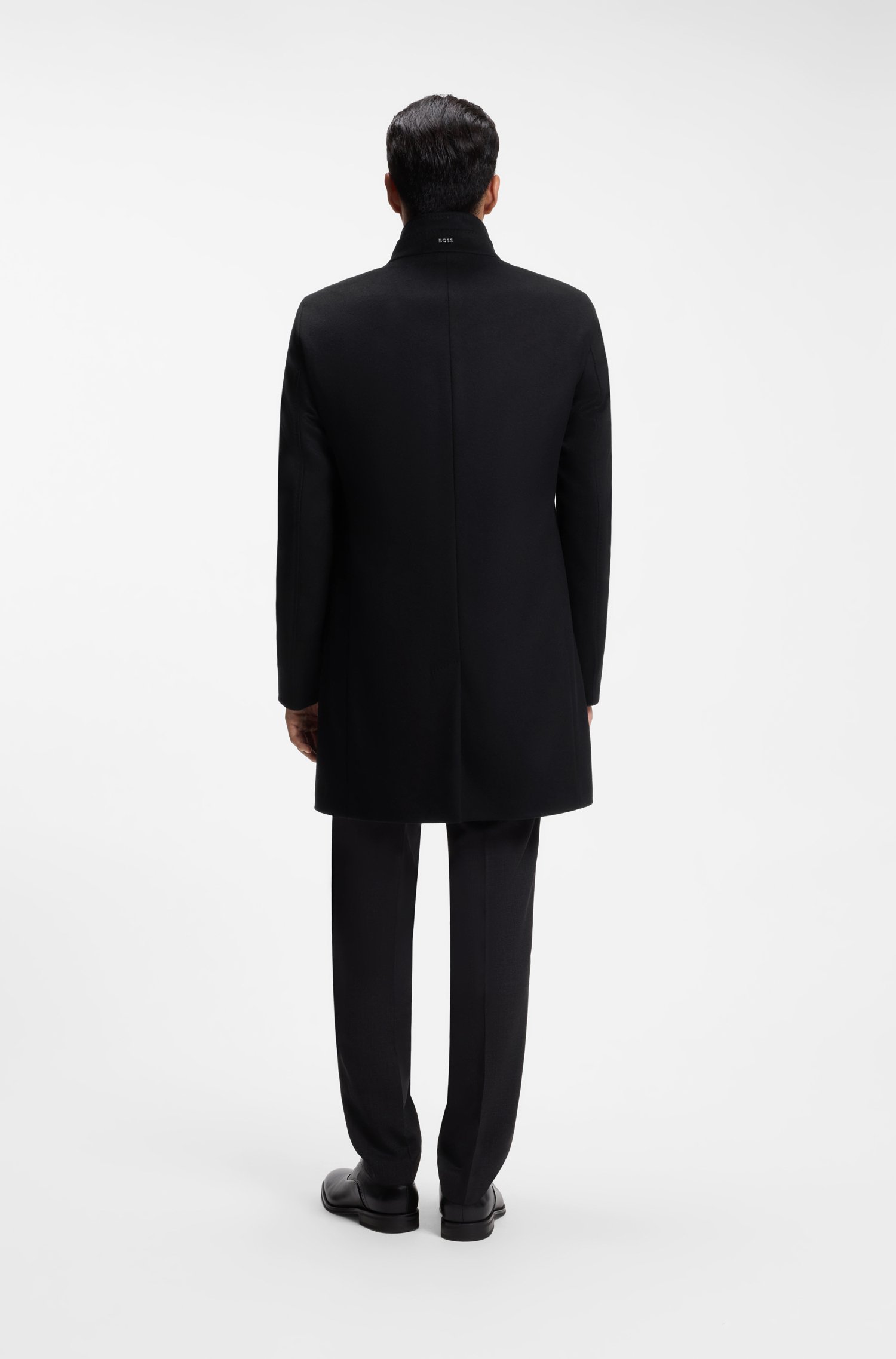 Boss Slim-fit coat in Italian fabric with stand collar kappor & rockar herr – bild 3