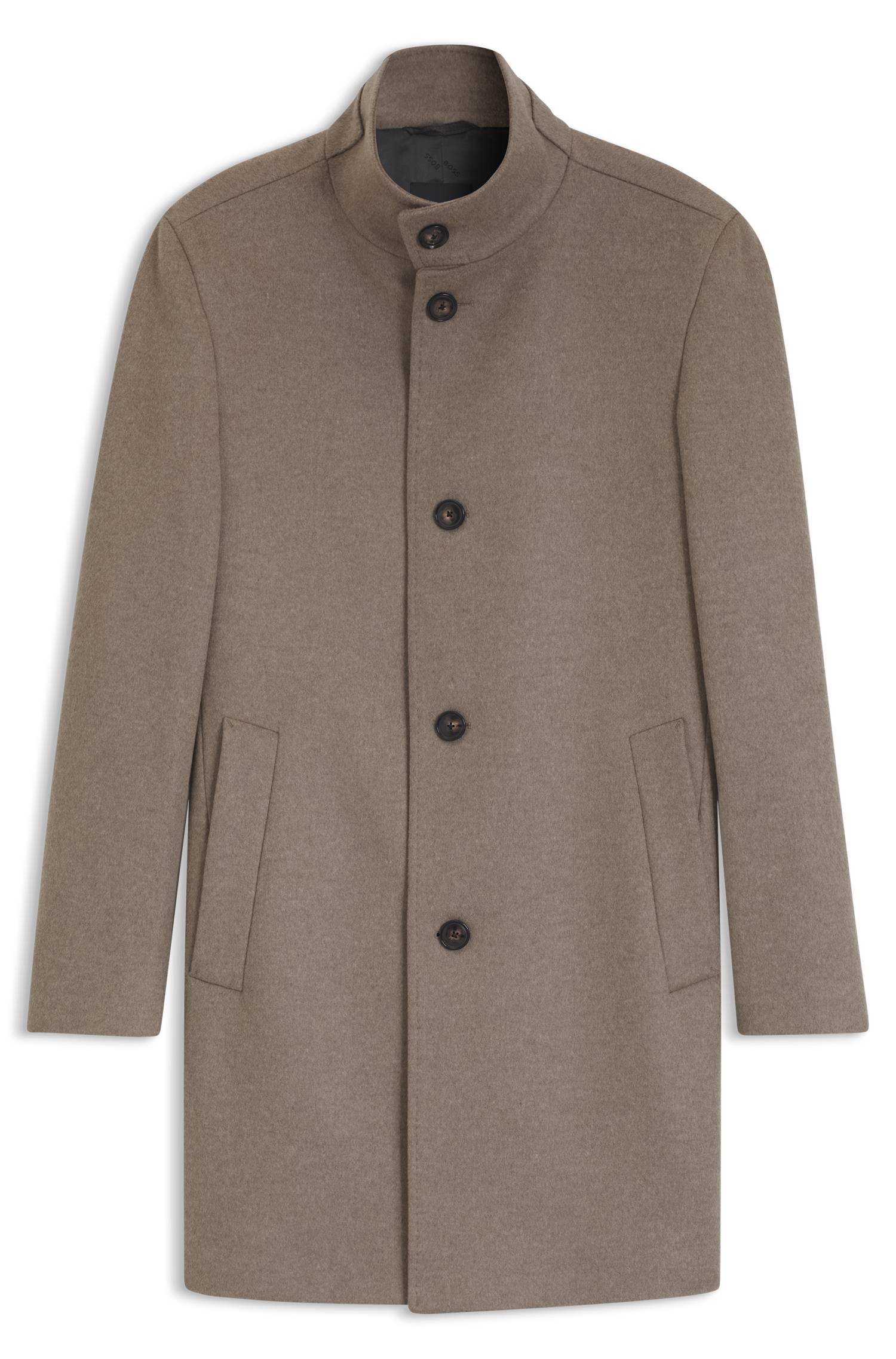 Boss Slim-fit coat in Italian fabric with stand collar kappor & rockar herr – bild 4