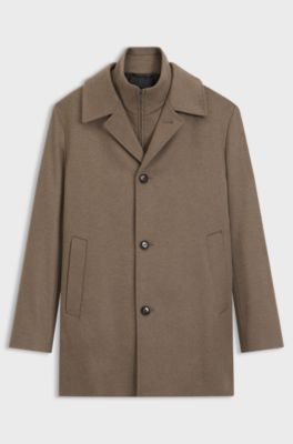 Relaxed-fit formal coat in Italian fabric, Light Brown