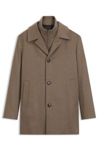 Relaxed-fit formal coat in Italian fabric, Light Brown
