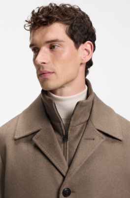 Relaxed-fit formal coat in Italian fabric, Light Brown