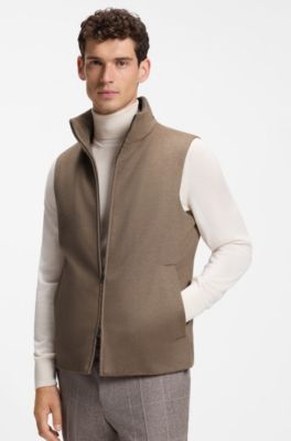 Relaxed-fit formal coat in Italian fabric, Light Brown
