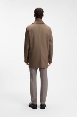 Relaxed-fit formal coat in Italian fabric, Light Brown
