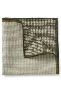 Hand-finished wool pocket square with double print, Light Green