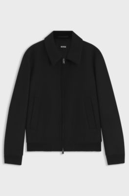 Relaxed-fit jacket in a patterned wool blend, Black