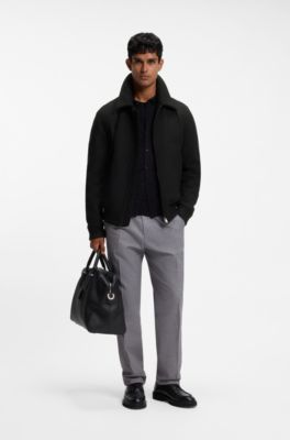 Relaxed-fit jacket in a patterned wool blend, Black