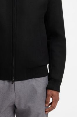 Relaxed-fit jacket in a patterned wool blend, Black