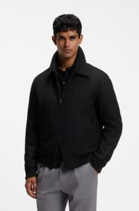 Relaxed-fit jacket in a patterned wool blend, Black