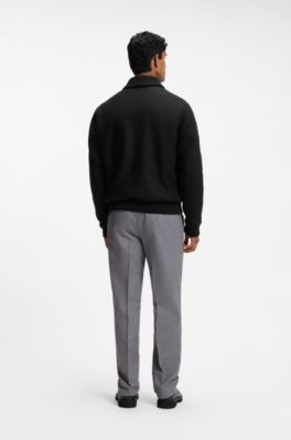 Relaxed-fit jacket in a patterned wool blend, Black