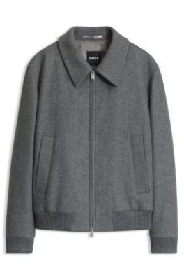 BOSS - Relaxed-fit jacket in a patterned wool blend - Grey