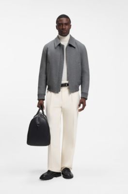 Relaxed-fit jacket in a patterned wool blend, Grey