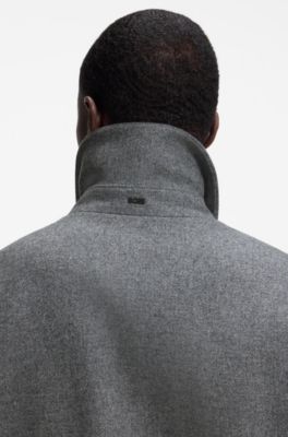 BOSS - Relaxed-fit jacket in a patterned wool blend - Grey