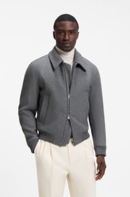 Relaxed-fit jacket in a patterned wool blend, Grey